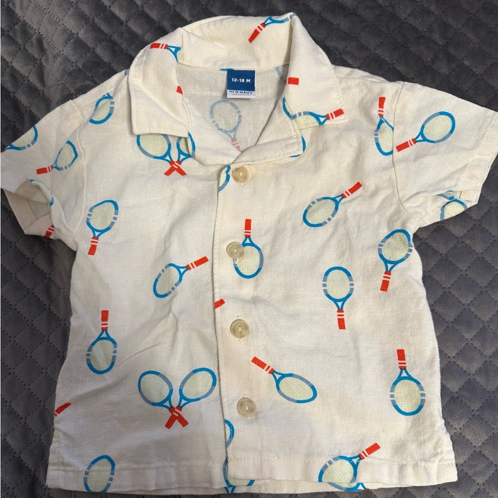 Old Navy Kids' Tennis Racket Print Shirt - Cream